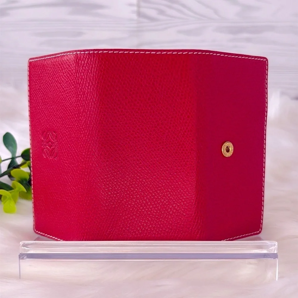 Loewe Red 6-Ring Leather Key & Card‎ Holder